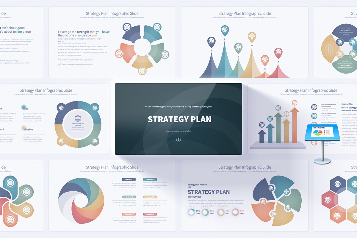 Comprehensive Strategy Plan Keynote Template | Unique Infographics | Diagram Infographics | Editable & Animated | Full HD